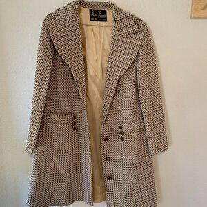 Lan Siang Peacoat Blazer size S/M Brown Tan patterned jacket